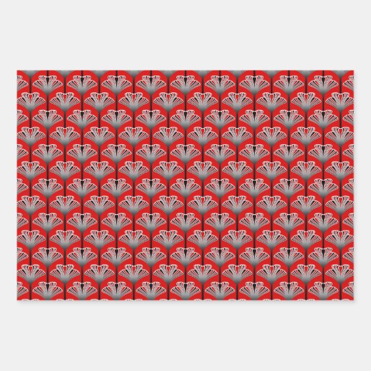 Art Deco Lily, Cobalt Blue, Deep Red en Oranje Inpakpapier Vel (Voorkant)