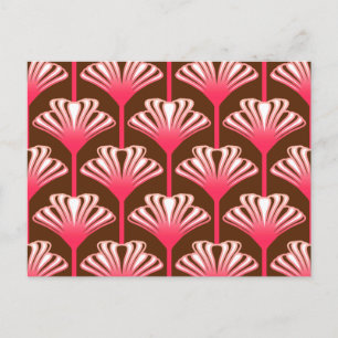 Art Deco Lily, Dark Brown en Coral Pink Briefkaart
