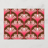 Art Deco Lily, Dark Brown en Coral Pink Briefkaart (Voorkant)