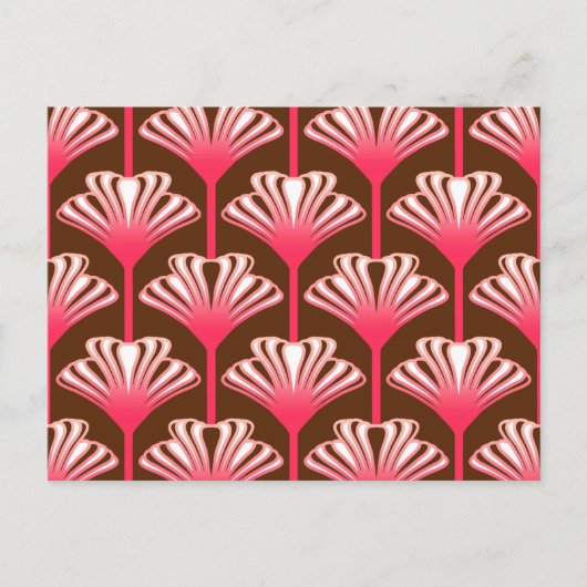 Art Deco Lily, Dark Brown en Coral Pink Briefkaart (Voorkant)