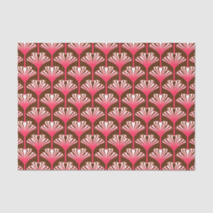 Art Deco Lily, Dark Brown en Coral Pink Tissuepapier