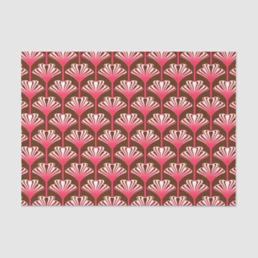 Art Deco Lily, Dark Brown en Coral Pink Tissuepapier (Voorkant)