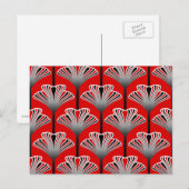 Art Deco Lily, Deep Red en Grey/Grey Briefkaart (Voorkant / Achterkant)