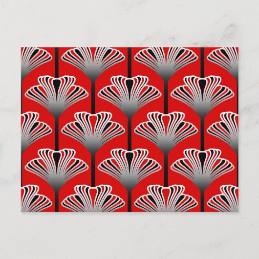 Art Deco Lily, Deep Red en Grey/Grey Briefkaart (Voorkant)