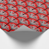 Art Deco Lily, Deep Red en Grey/Grey Cadeaupapier (Hoek)
