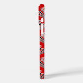 Art Deco Lily, Deep Red en Grey/Grey Case-Mate iPhone Case (Achterkant / Links)