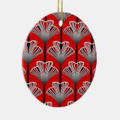 Art Deco Lily, Deep Red en Grey/Grey Keramisch Ornament (Rechts)