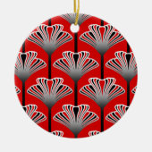 Art Deco Lily, Deep Red en Grey/Grey Keramisch Ornament (Voorkant)