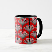 Art Deco Lily, Deep Red en Grey/Grey Mok (Voorkant rechts)