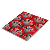 Art Deco Lily, Deep Red en Grey/Grey Tegeltje (Zijkant)