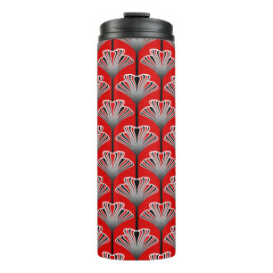 Art Deco Lily, Deep Red en Grey/Grey Thermosbeker