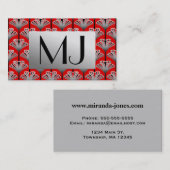 Art Deco Lily, Deep Red en Grey/Grey Visitekaartje (Voorkant / Achterkant)