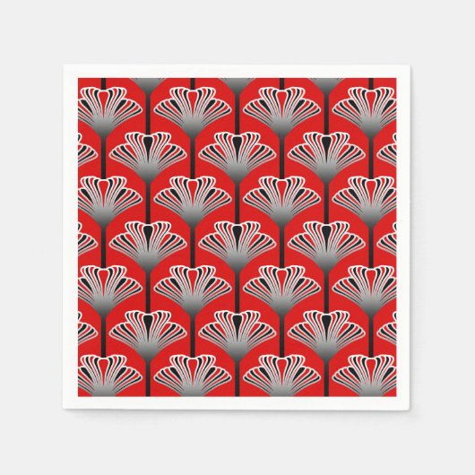 Art Deco Lily, Deep Red en Silver Grey/Grey Servet (Voorkant)
