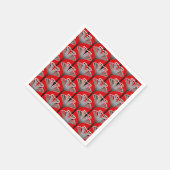 Art Deco Lily, Deep Red en Silver Grey/Grey Servet (Hoek)