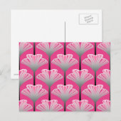 Art Deco Lily, Fuchsia Pink en Silver Grey Briefkaart (Voorkant / Achterkant)