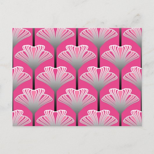 Art Deco Lily, Fuchsia Pink en Silver Grey Briefkaart (Voorkant)