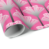 Art Deco Lily, Fuchsia Pink en Silver Grey Cadeaupapier (Rol Hoek)