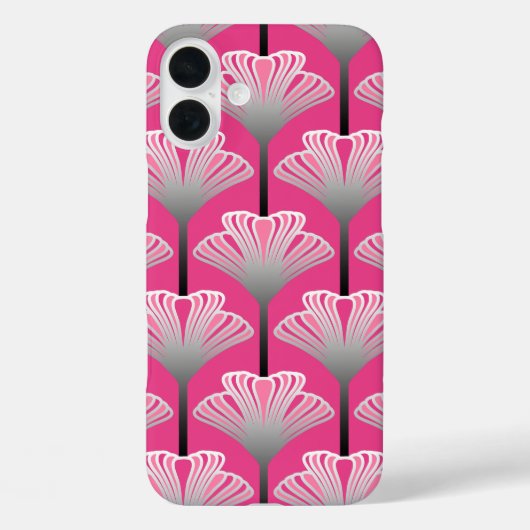 Art Deco Lily, Fuchsia Pink en Silver Grey Case-Mate iPhone Case (Achterkant)