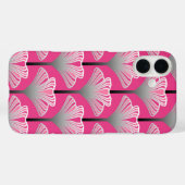 Art Deco Lily, Fuchsia Pink en Silver Grey Case-Mate iPhone Case (Achterkant (horizontaal))