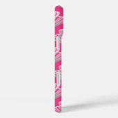 Art Deco Lily, Fuchsia Pink en Silver Grey Case-Mate iPhone Case (Achterkant / Rechts)