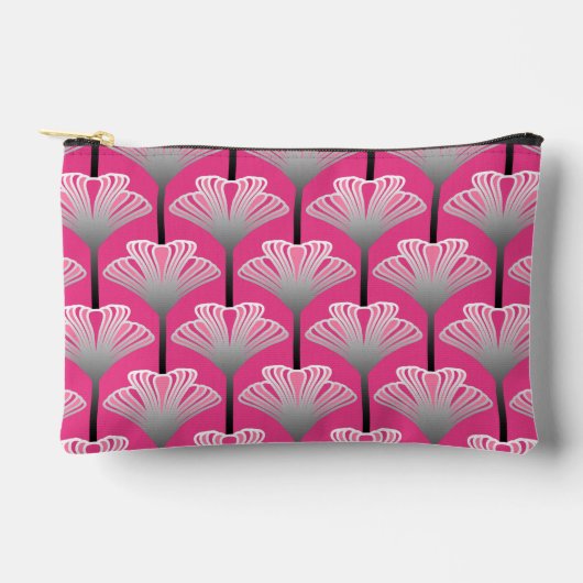 Art Deco Lily, Fuchsia Pink en Silver Grey Etui (Voorkant)