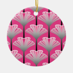 Art Deco Lily, Fuchsia Pink en Silver Grey Keramisch Ornament