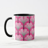 Art Deco Lily, Fuchsia Pink en Silver Grey Mok (Links)