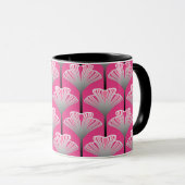 Art Deco Lily, Fuchsia Pink en Silver Grey Mok (Voorkant rechts)
