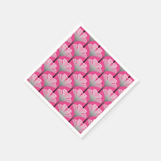 Art Deco Lily, Fuchsia Pink en Silver Grey Servet (Hoek)