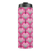 Art Deco Lily, Fuchsia Pink en Silver Grey Thermosbeker (Voorkant)