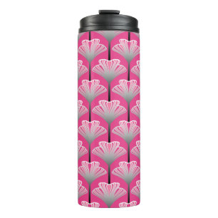 Art Deco Lily, Fuchsia Pink en Silver Grey Thermosbeker