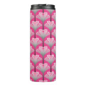 Art Deco Lily, Fuchsia Pink en Silver Grey Thermosbeker (Achterkant)