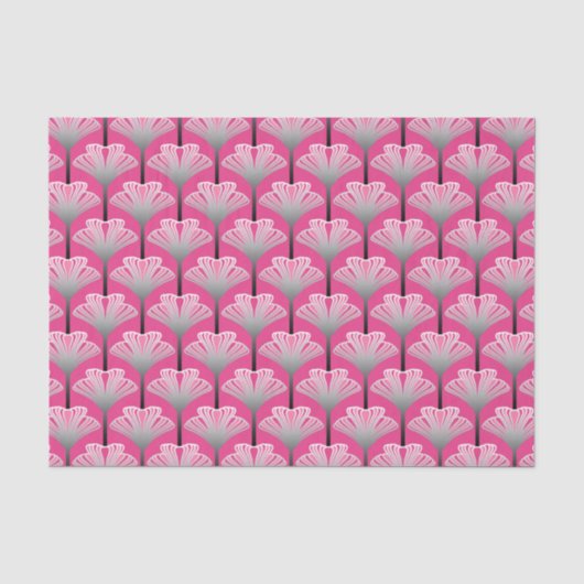 Art Deco Lily, Fuchsia Pink en Silver Grey Tissuepapier (Voorkant)