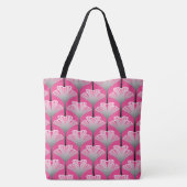 Art Deco Lily, Fuchsia Pink en Silver Grey Tote Bag (Achterkant)