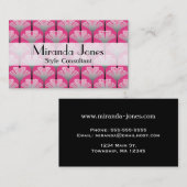 Art Deco Lily, Fuchsia Pink en Silver Grey Visitekaartje (Voorkant / Achterkant)