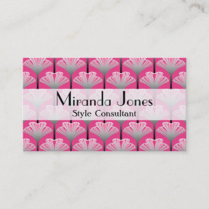 Art Deco Lily, Fuchsia Pink en Silver Grey Visitekaartje