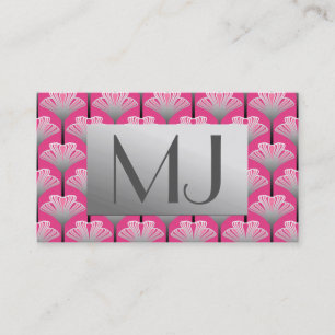 Art Deco Lily, Fuchsia Pink en Silver Grey Visitekaartje