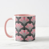 Art Deco Lily, Grey/Grey en Coral Pink Mok (Links)