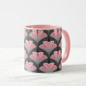 Art Deco Lily, Grey/Grey en Coral Pink Mok (Voorkant rechts)