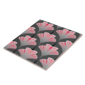 Art Deco Lily, Grey/Grey en Coral Pink Tegeltje (Zijkant)