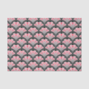 Art Deco Lily, Grey/Grey en Coral Pink Tissuepapier
