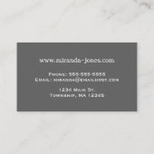 Art Deco Lily, Grey/Grey en Coral Pink Visitekaartje (Achterkant)