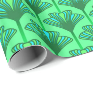 Art Deco Lily, Jade Green en Turquoise Cadeaupapier
