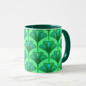 Art Deco Lily, Jade Green en Turquoise Mok (Voorkant rechts)