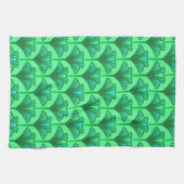 Art Deco Lily, Jade Green en Turquoise Theedoek (Horizontaal)