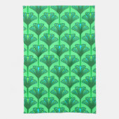 Art Deco Lily, Jade Green en Turquoise Theedoek (Verticaal)