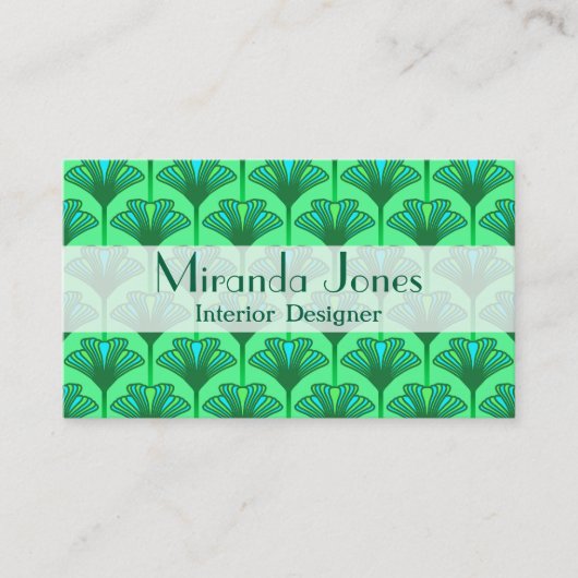 Art Deco Lily, Jade Green en Turquoise Visitekaartje (Voorkant)