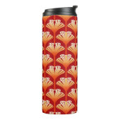 Art Deco Lily, Mandarijn Sinaasappel en Goud Thermosbeker (Gedraaid links)