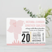 Art Deco Lily Modern Typography Wedding Invite Kaart (Staand voorkant)