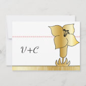 Art Deco Lily Modern Typography Wedding Invite Kaart (Achterkant)